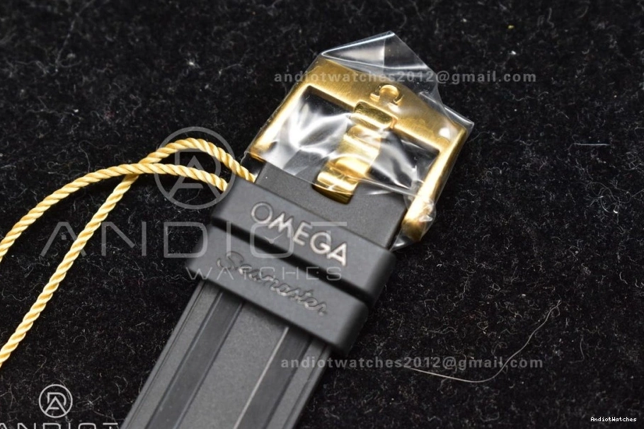 HighQuality RMF Edition in Moonshine Best Strap YG Dial Gold Black Rubber Moonwatch Speedmaster 456 on YG Manual Chrono 0216